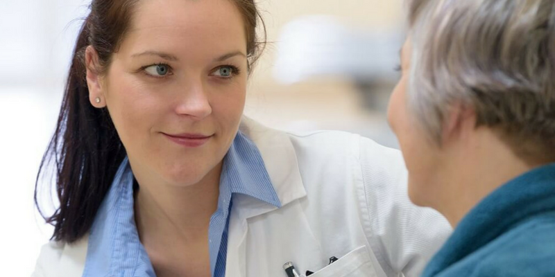 Woman talking to her doctor