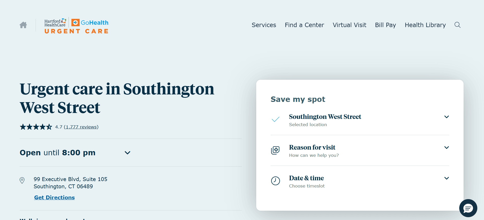 Hartford HealthCare GoHealth Urgent Care, West Street website