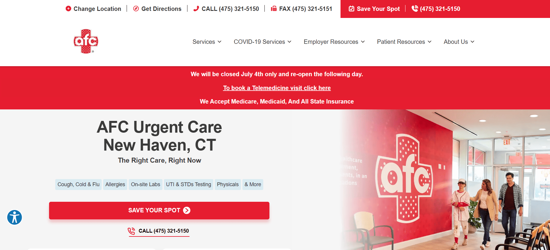 AFC Urgent Care New Haven website