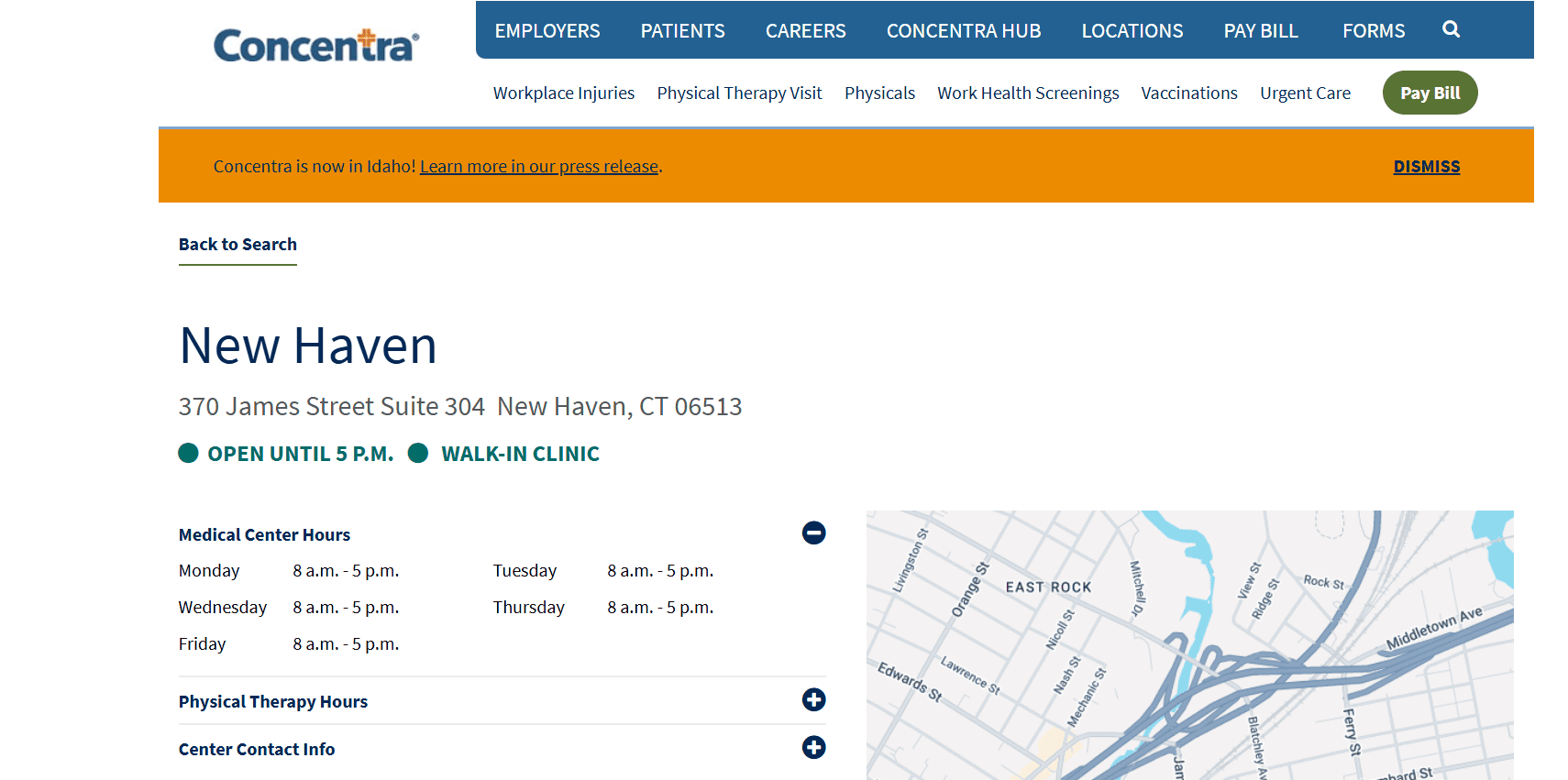 Concentra Urgent Care – New Haven website