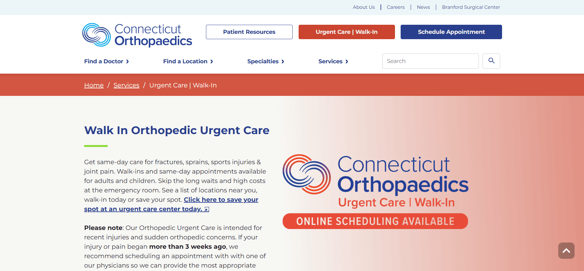 Connecticut Orthopaedics website
