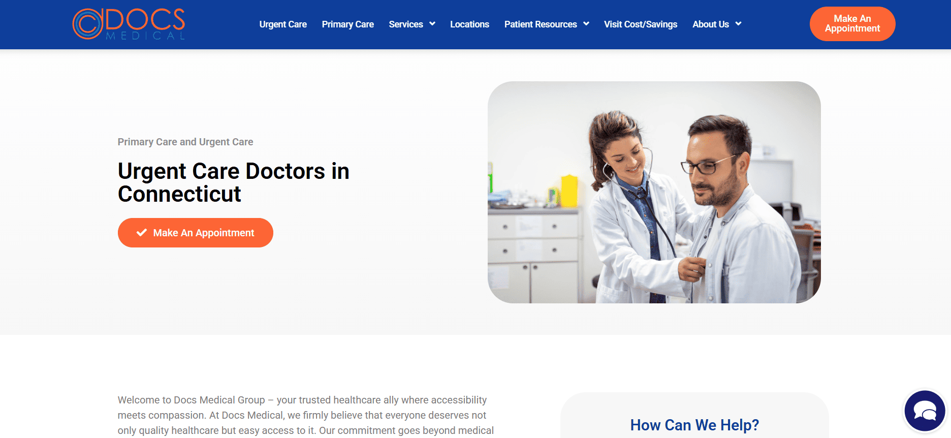 DOCS Urgent Care & Primary Care, West Hartford website
