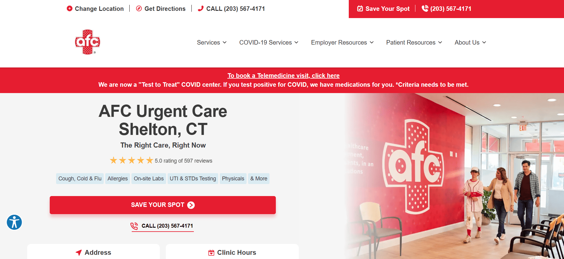 AFC Urgent Care – Shelton website