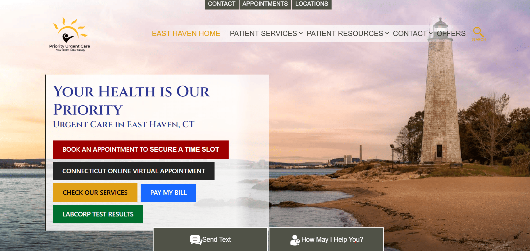 Priority Urgent Care website