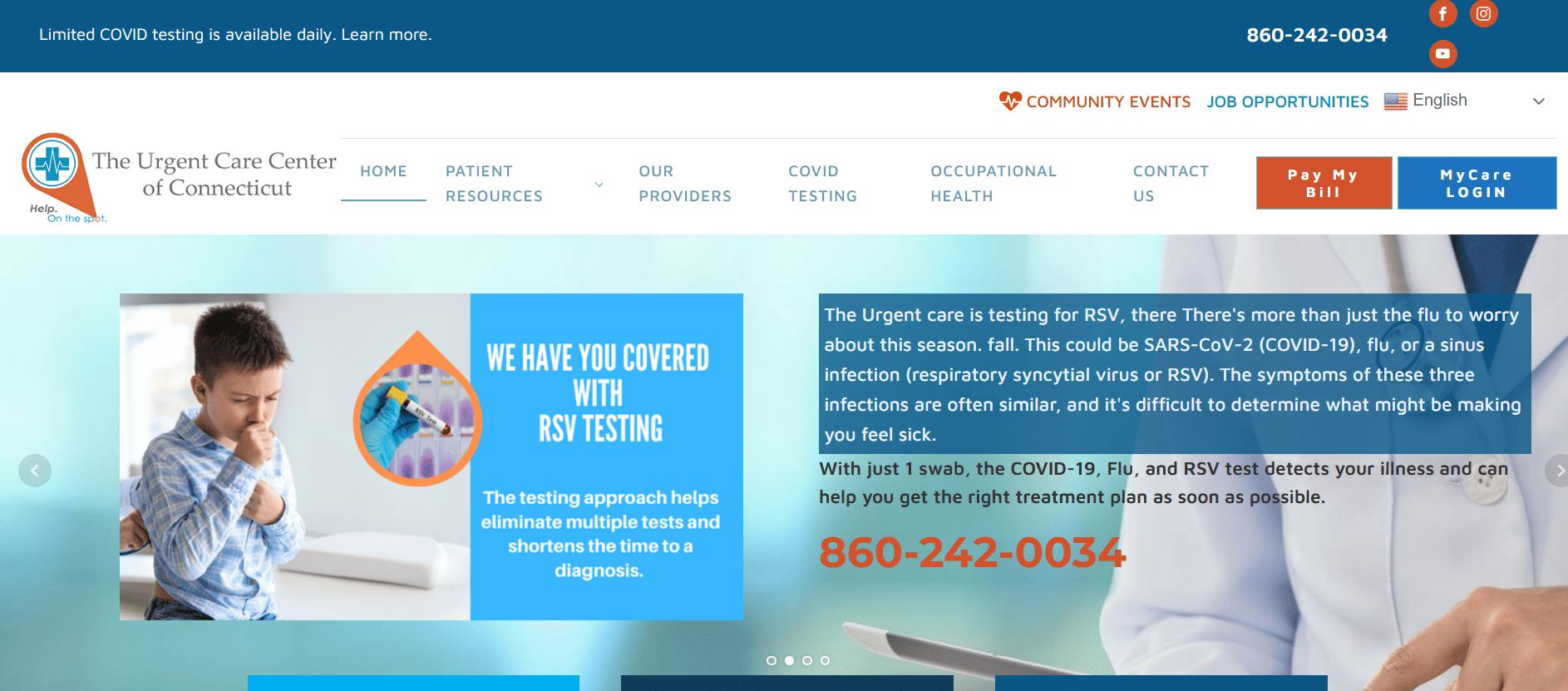 The Urgent Care Center of Connecticut website