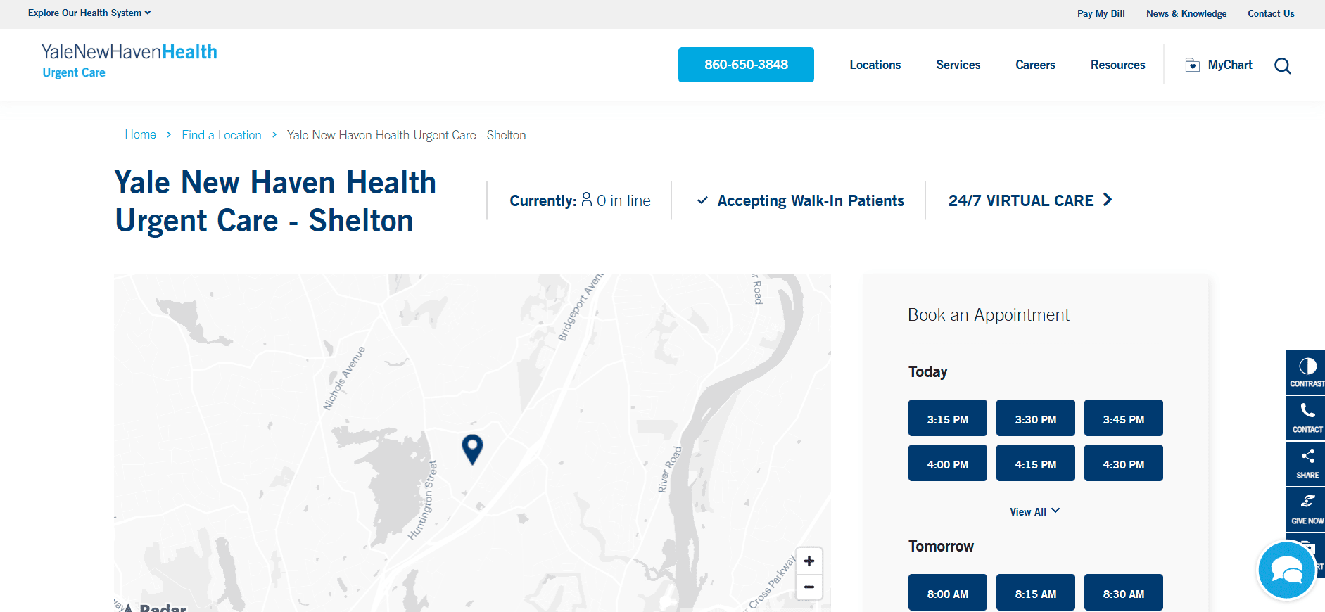 Yale New Haven Health Urgent Care – Shelton website