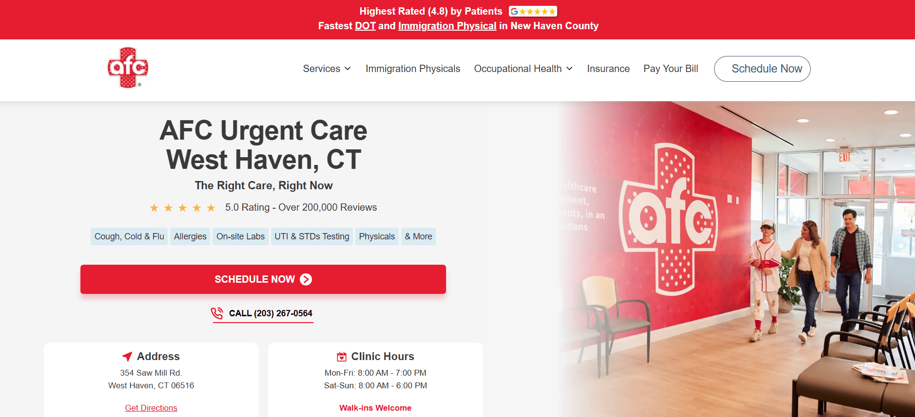 AFC Urgent Care, West Haven website