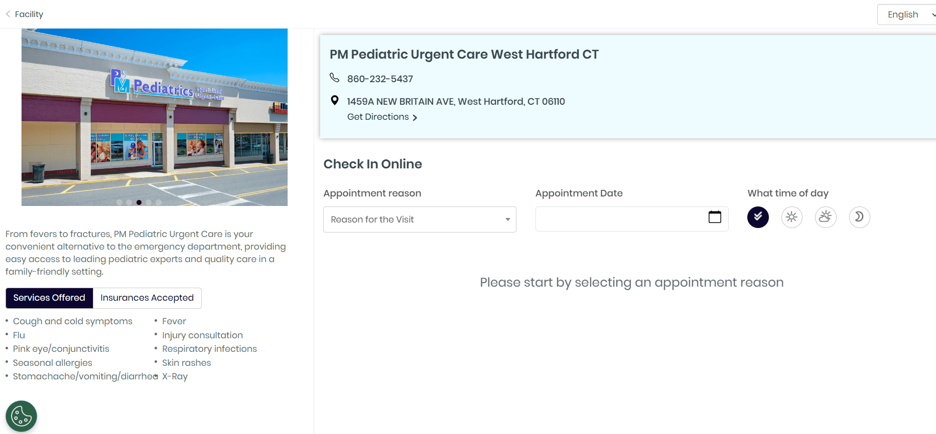 PM Pediatric Urgent Care West Hartford website