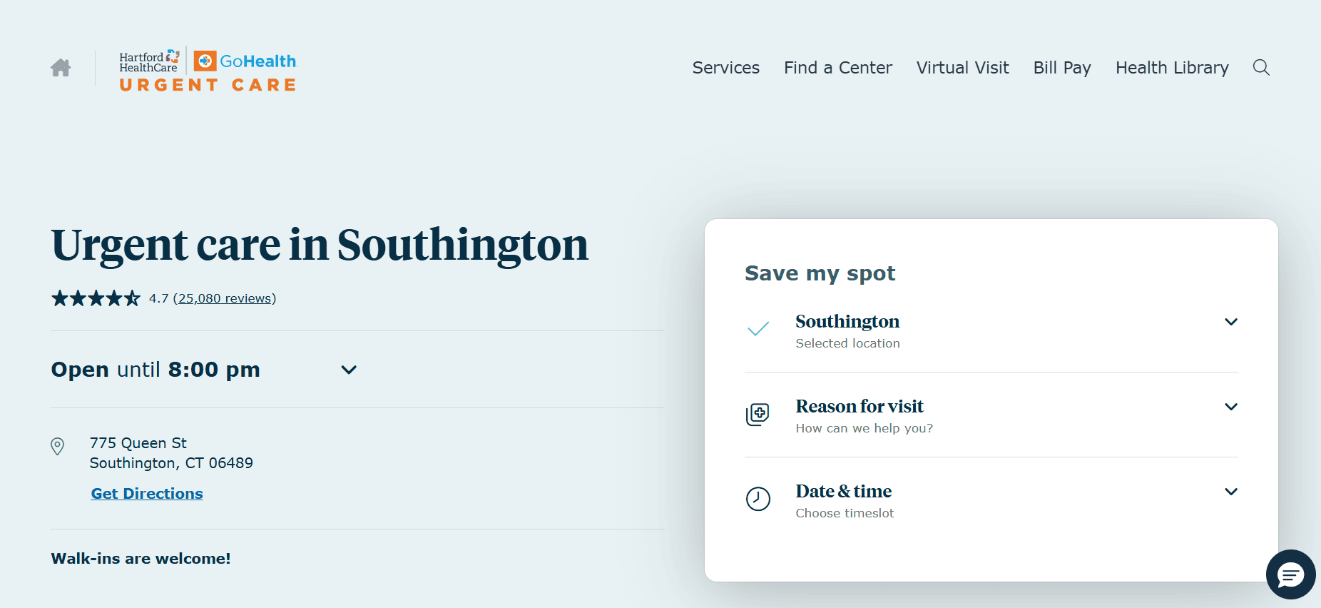 Hartford HealthCare GoHealth Urgent Care, Queen Street website