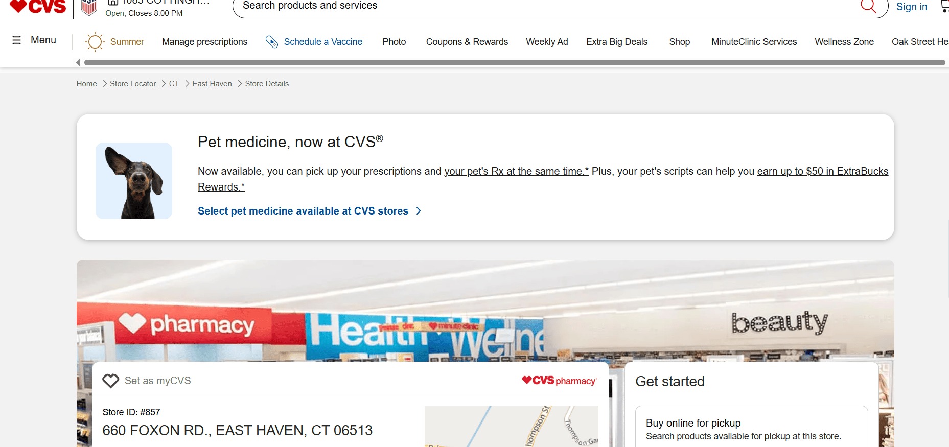 CVS MinuteClinic website