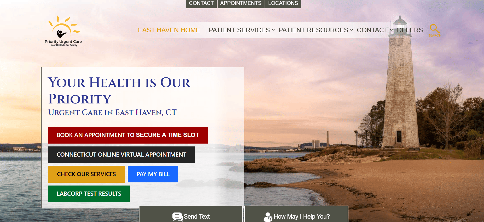 Priority Urgent Care, East Haven website