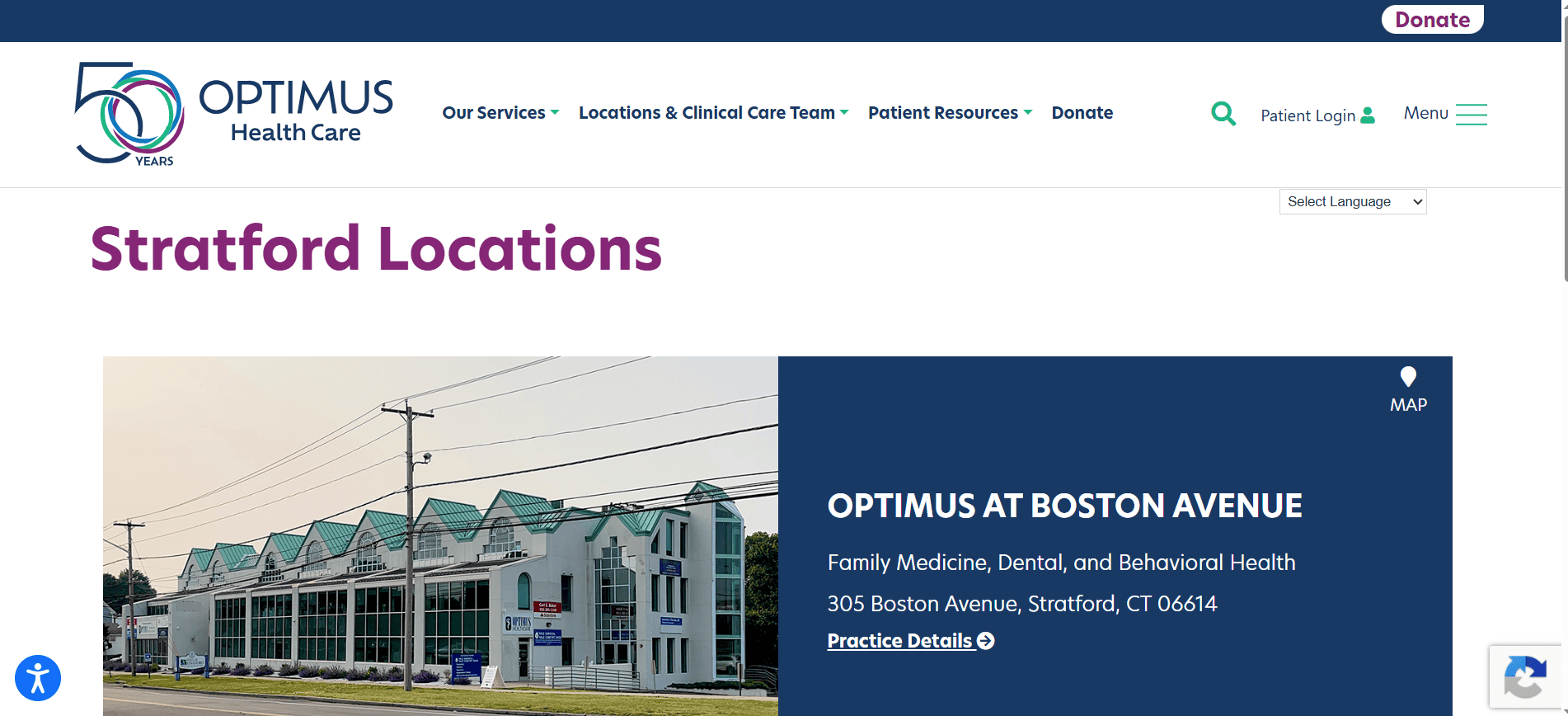 Optimus Health Care website